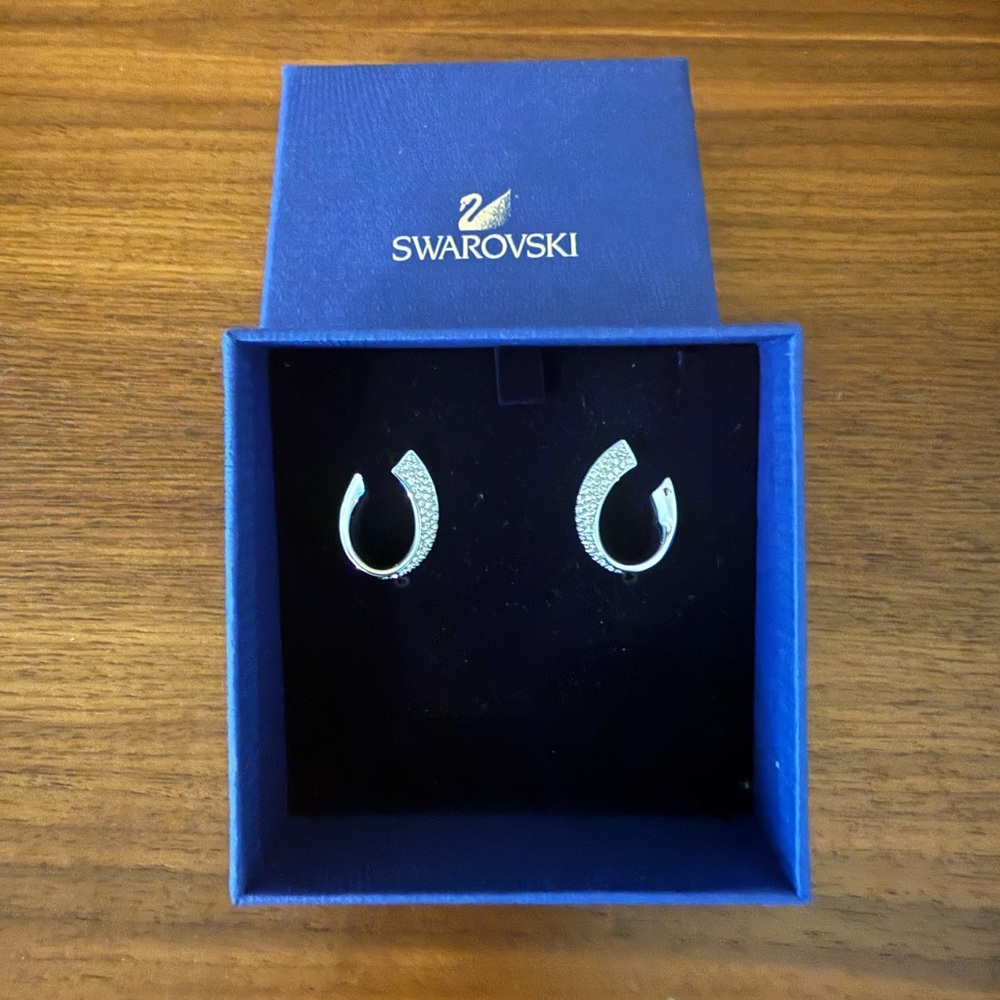 Swarovski Silver Crystal Hoop Earrings